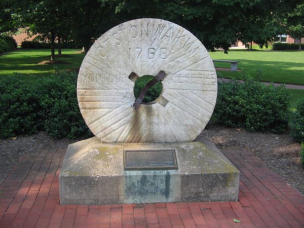 Millstone from early native settlement, engraved "Otstonwakin, 1768, Montour Preserve"