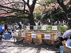 Mülltrennung bei einem Kirschblütenfest in Tokio