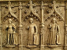 Detail of the tomb of Sir Ralph Fitzherbert, d. 1483, showing some of his children. NORBURY, RichardThomasJohnFitherbert.jpg