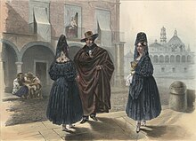 White Mexican women wearing the mantilla, painting by Carl Nebel, 1836 Nebel Voyage 16 La Mantilla.jpg