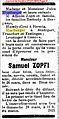 Ginevra, Journal de Geneve 27.3.1909 pag.6 2° necrologio di Samuel Zopfi