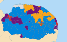 Map of the 2013 Norfolk County Council election results. Norfolk County Council election 2013 map.svg