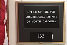 A House of Representatives office remained vacant, awaiting the winner of the disputed election Office nameplate during interregnum for NC-9 2018-19.jpg
