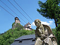 Orava Castle and the statue of poet Pavol Országh Hviezdoslav