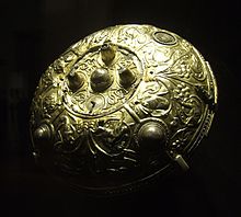 The Ormside bowl, probably late 8th century and made in Northumbria; possibly looted from York by a Viking warrior and buried with him at Great Ormside Ormside bowl british museum right.JPG