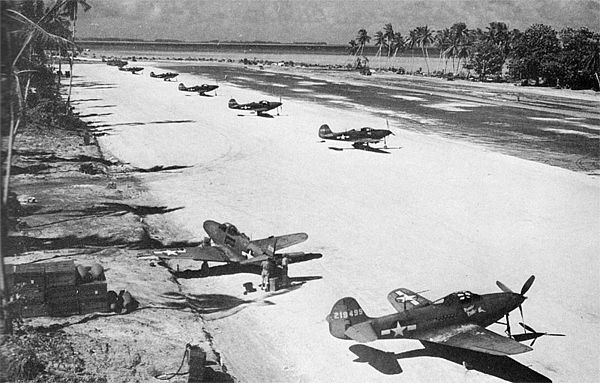 P-39Qs of the 46th Fighter Sq at Makin Island in December 1943.