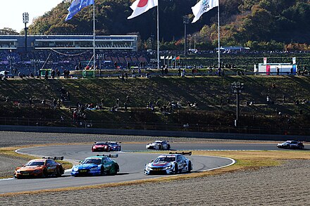 Parade lap featuring DTM race cars during a DTM x SUPER GT joint race at Twin Ring Motegi
