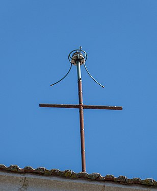 Paratonnerre radioactif sur l'église Sainte Marie-Madeleine de Balazuc, le 5 avril 2023.