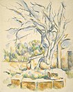 Cézanne. Pistachier dans la cour du Château noir. Crayon et aquarelle, papier blanc, v. 1900. H. 54 cm. The Art Institute of Chicago.