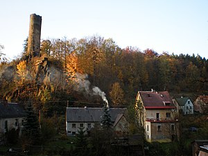 Round tower of the castle above Podhradí u Aše