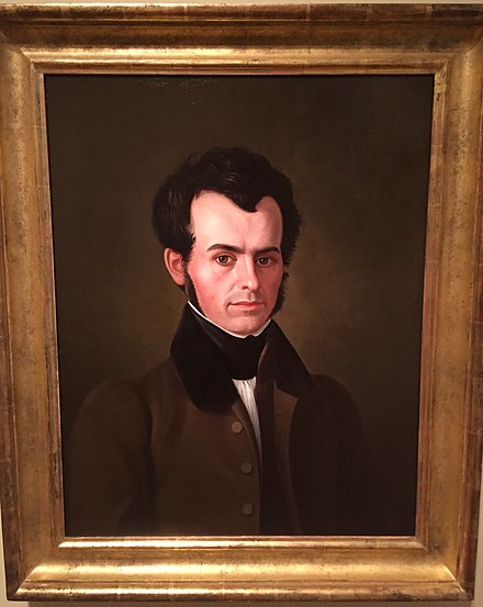 Oil on canvas painting of John Greenleaf Whittier by Robert Peckham (artist) (1833). Housed at the John Greenleaf Whittier House.
