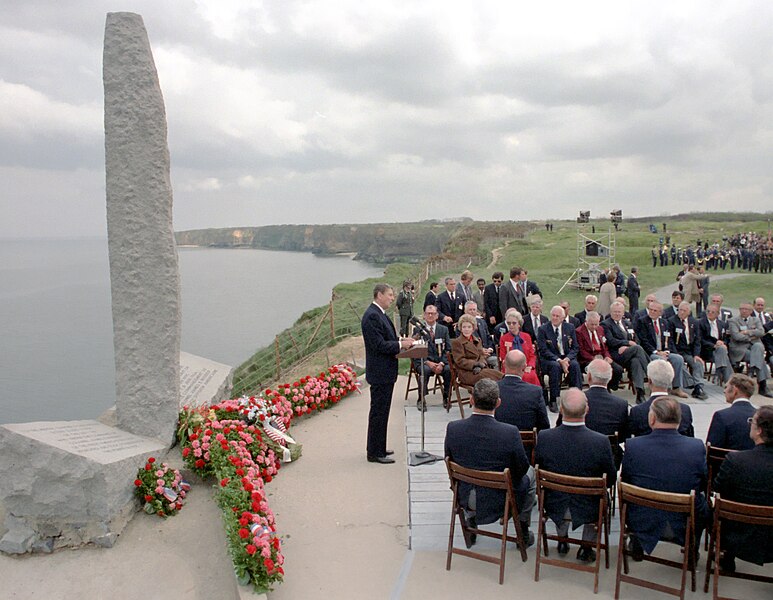 File:President Ronald Reagan giving speech on the 40th Anniversary of D-Day (cropped).jpg