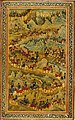 Qajar lacquer book cover, attributable to Muhammad Ismail, Qajar Iran, circa 1865, depicting the preparation of the siege of Herat