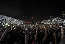 View of the crowd during Rammstein's September 23rd 2022 performance at LA Coliseum. Rammstein Engel.jpg