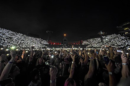 View of the crowd during Rammstein's September 23rd 2022 performance at LA Coliseum.