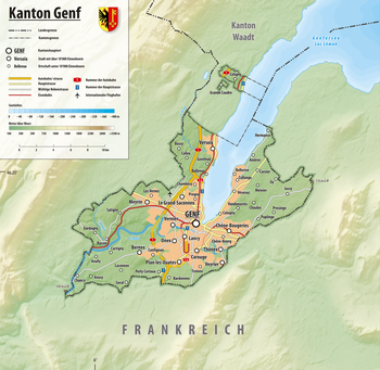 Topographische Karte des Kantons Genf