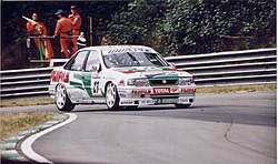 Richard Kaye driving a Vauxhall Cavalier in the 1996 British Touring Car Championship. Richard Kaye 1996 BTCC.jpg