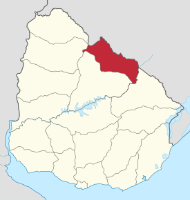 Розміщення департаменту Ривера на мапі Уругваю.
