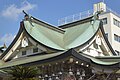 The haiden at Nambayasaka, a Shinto shrine in Naniwa-ku, Osaka.
