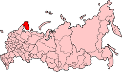 جایگاه استان مورمانسک بر روی نقشه فدراسیون روسیه