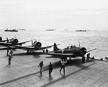 SBD bombers on Santee during convoy duty in the Atlantic.