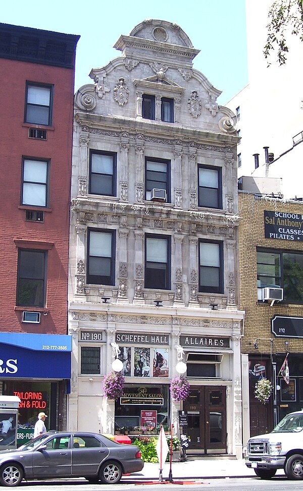 Scheffel Hall (1895) is a remnant of the time when Kleindeutschland extended up Third Avenue as far as East 17th Street