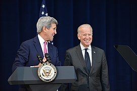 Secretary Kerry Shares a Laugh With Vice President Biden at the 2016 Chief of Missions Conference (25166780863).jpg