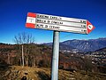 Guidepost where the trails turns left onto the road to Rifugio Giuseppe e Bruno restaurant