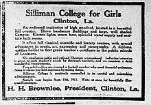 1911 Ad in St. Tammany Farmer Newspaper for Silliman College for Girls Sillman Ad 1911.jpg