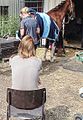 Sitting woman looking at her daughter with horse.jpg