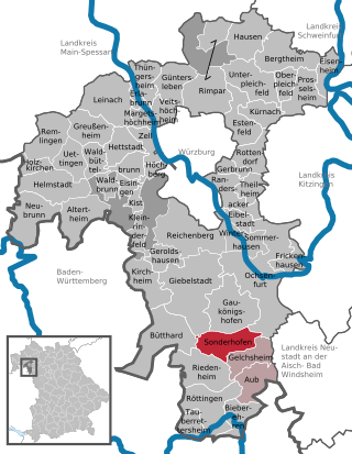 Poziția  Sonderhofen pe harta districtului Würzburg