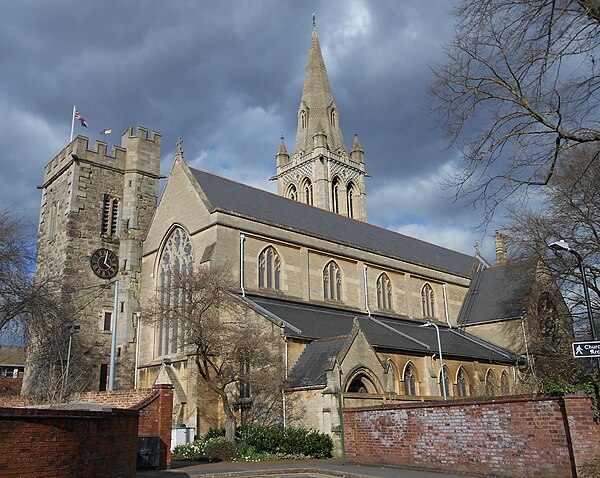 Image: St Andrew's Church, Rugby, from south, 3.23