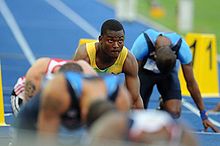 Steve Mullings prepares for the second semi-final Steve Mullings Berlin 2009.JPG