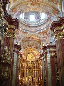 Interno della chiesa dell'Abbazia di Melk di Jakob Prandtauer (1702–1736)