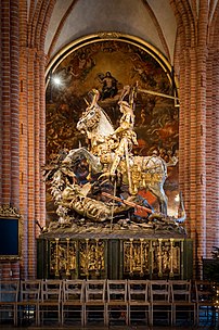 Saint Georges et le Dragon (1489), groupe sculpté de Bernt Notke (Storkyrkan, Stockholm). (définition réelle 2 832 × 4 256)