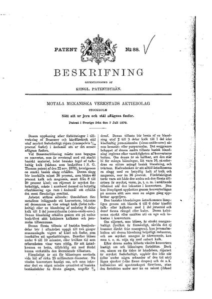 File:Swedish patent 88 Sätt att ur jern och stål aflägsna fosfor.pdf