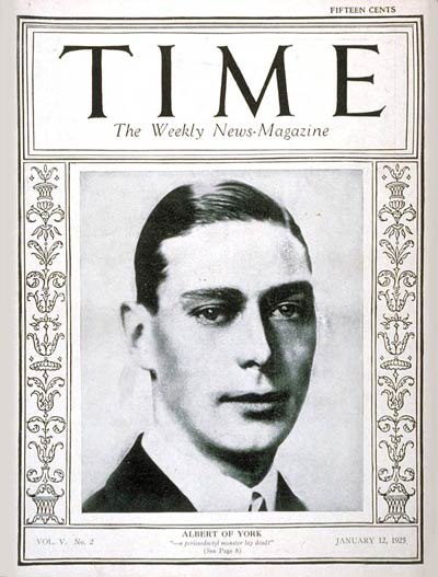 On the cover of Time, January 1925