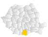 Mapa da Romênia destacando o condado de Teleorman