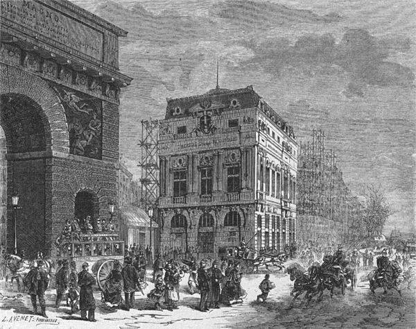 Théâtre de la Renaissance (ca. 1873), with the Porte Saint-Martin to the left