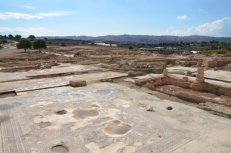 File:The Forum, a large public building constructed in the Severan era (ca. 200 AD), it contained a peristyle courtyard surrounded by rooms adorned with colourful mosaics, Sepphoris (Diocaesarea), Israel - 16272856817.jpg
