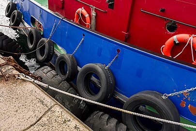 Tire fenders on tugboat Terje, Lysekil