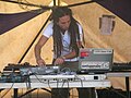 Tom Cosm at the decks at the Rainbow Serpent Festival in 2008