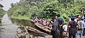 Tourists watching local women traveling on canoe