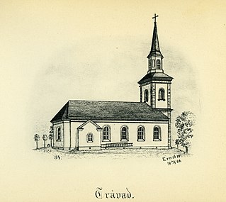 Kyrkan på teckning från 1888.