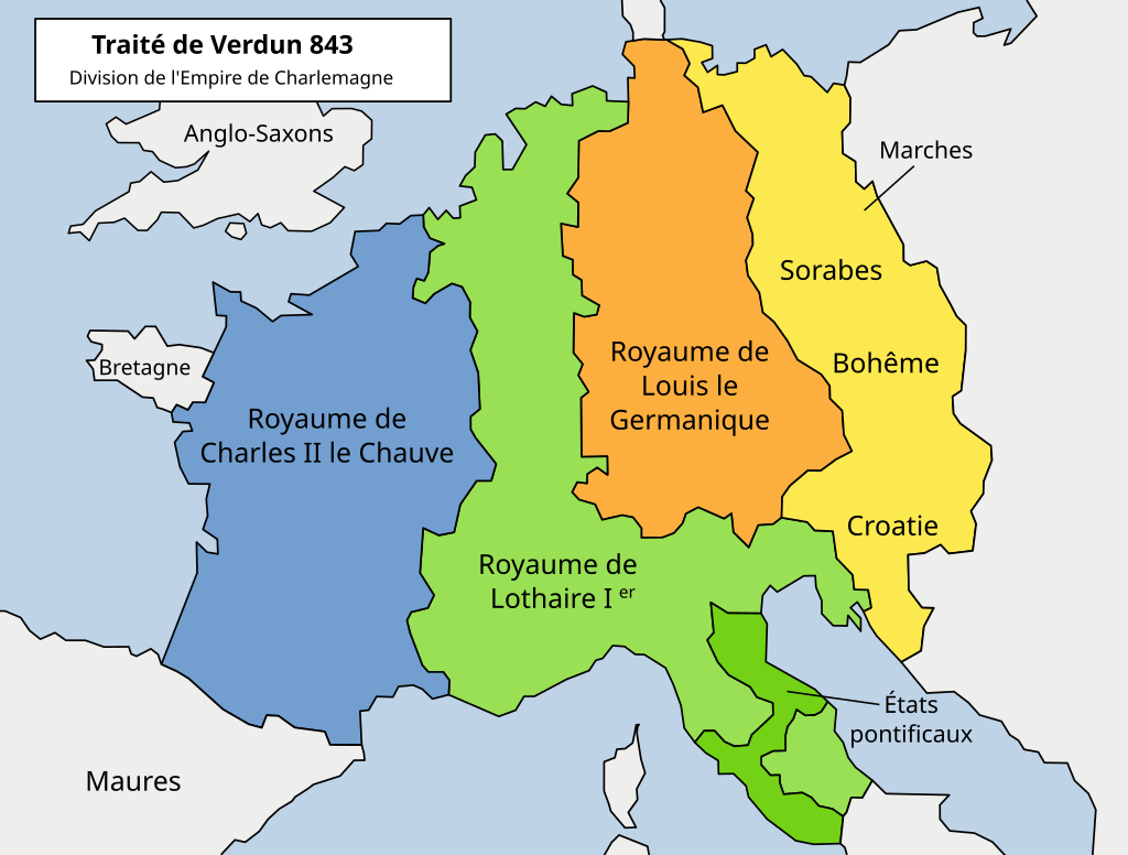  Les Carolingiens - Lothaire 1er 1024px-Traite_de_Verdun.svg