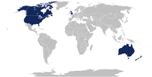 Karte der Länder der UKUSA-Gemeinschaft