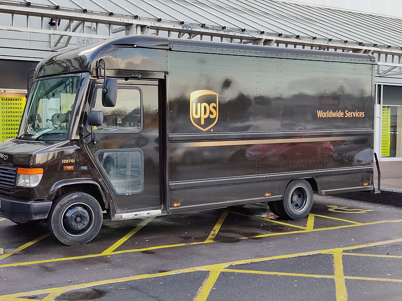 File:UPS truck parked in bay reserved for people with disabilities - 2022-01-05 - Andy Mabbett.jpg