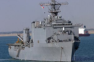 USS Oak Hill (LSD-51) awaiting transit through the Suez Canal into the Red Sea (30 January 2007).