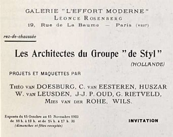 Arddangosfa "De Stijl", Paris, 15 Hydref - 15 Tachwedd 1923