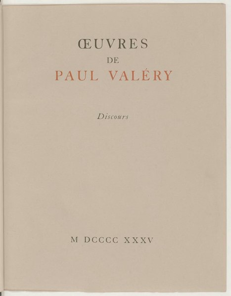 Fichier:Valéry - Œuvres de Paul Valery, Vol 5, 1935.djvu